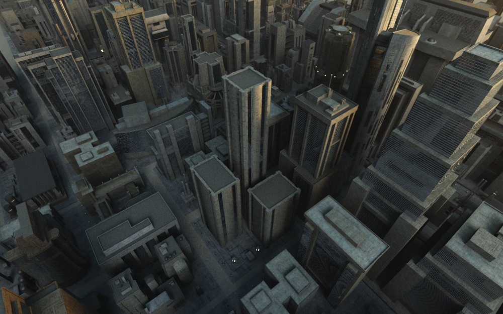 3D Grafik Moderne Großstadt Wolkenkratzer Luftaufnahme