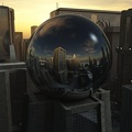 3D Grafik Reflektierende Kugel Wolkenkratzer Großstadt