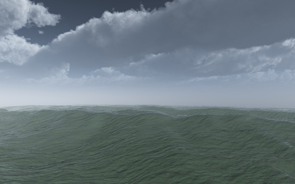 3D Grafik Meer Sturm Hohe Wellen Wolken
