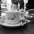 Tasse Kaffee Da Carlo Darmstadt mit Zigarillo schwarz-weiss