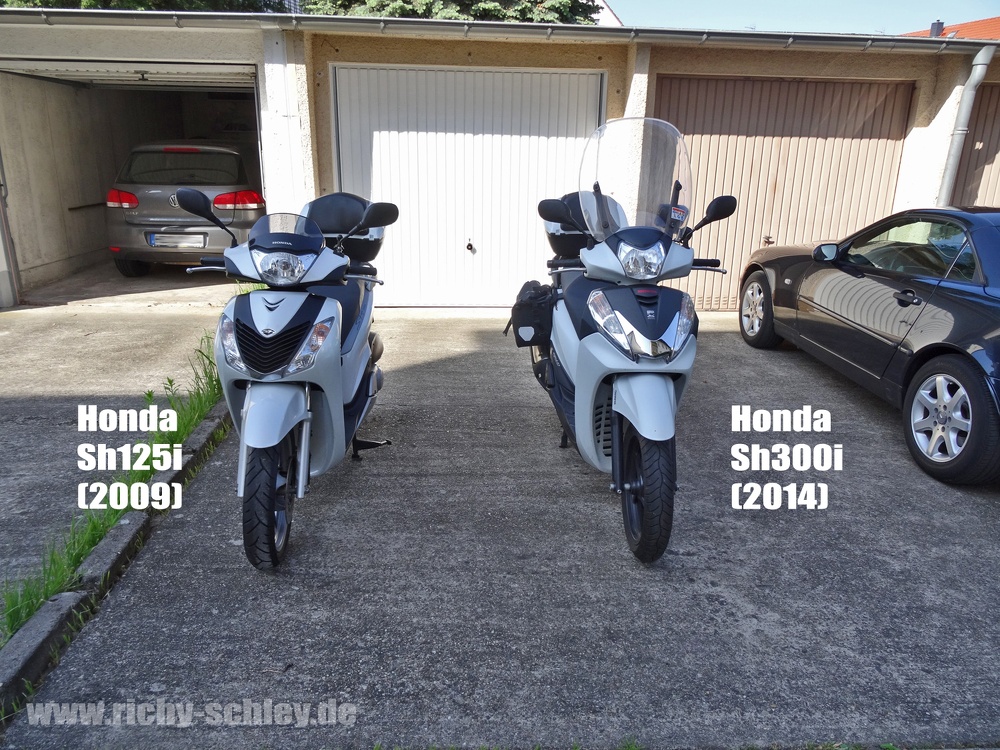 Motorroller Honda Sh300i und Honda Sh125i frontal